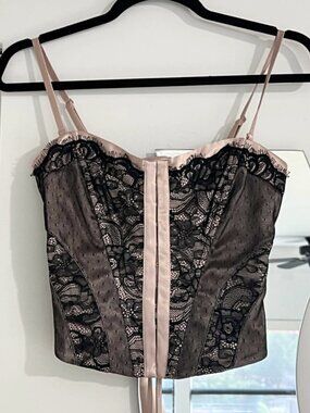 Vintage Guess Lace and Satin Corset Top w/ Removable Straps, XS